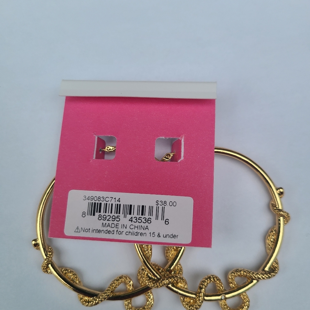 Betsey Johson Slithering Snake Gold Earrings - Picture 4 of 5